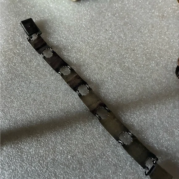 Antique Black Enamel Siam Sterling Panel Bracelet with Asian Motif - Picture 4 of 7